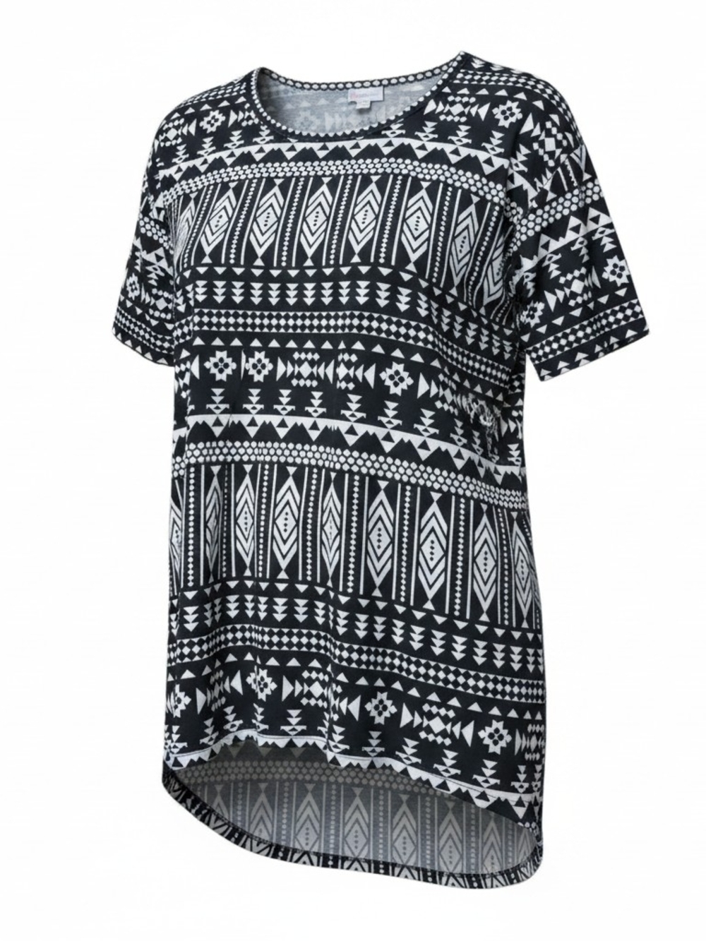 LULAROE‎ | Irma Hi Low Oversized Tunic Black White Geo Tribal Aztec Print | L
